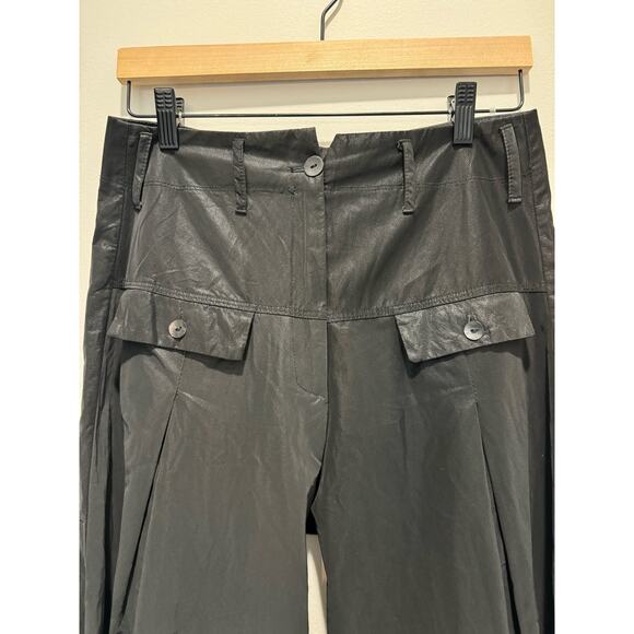 Lurdes Bergada Wide Leg Coated Cropped Pleated Pants S Whimsigoth - Picture 1 of 7